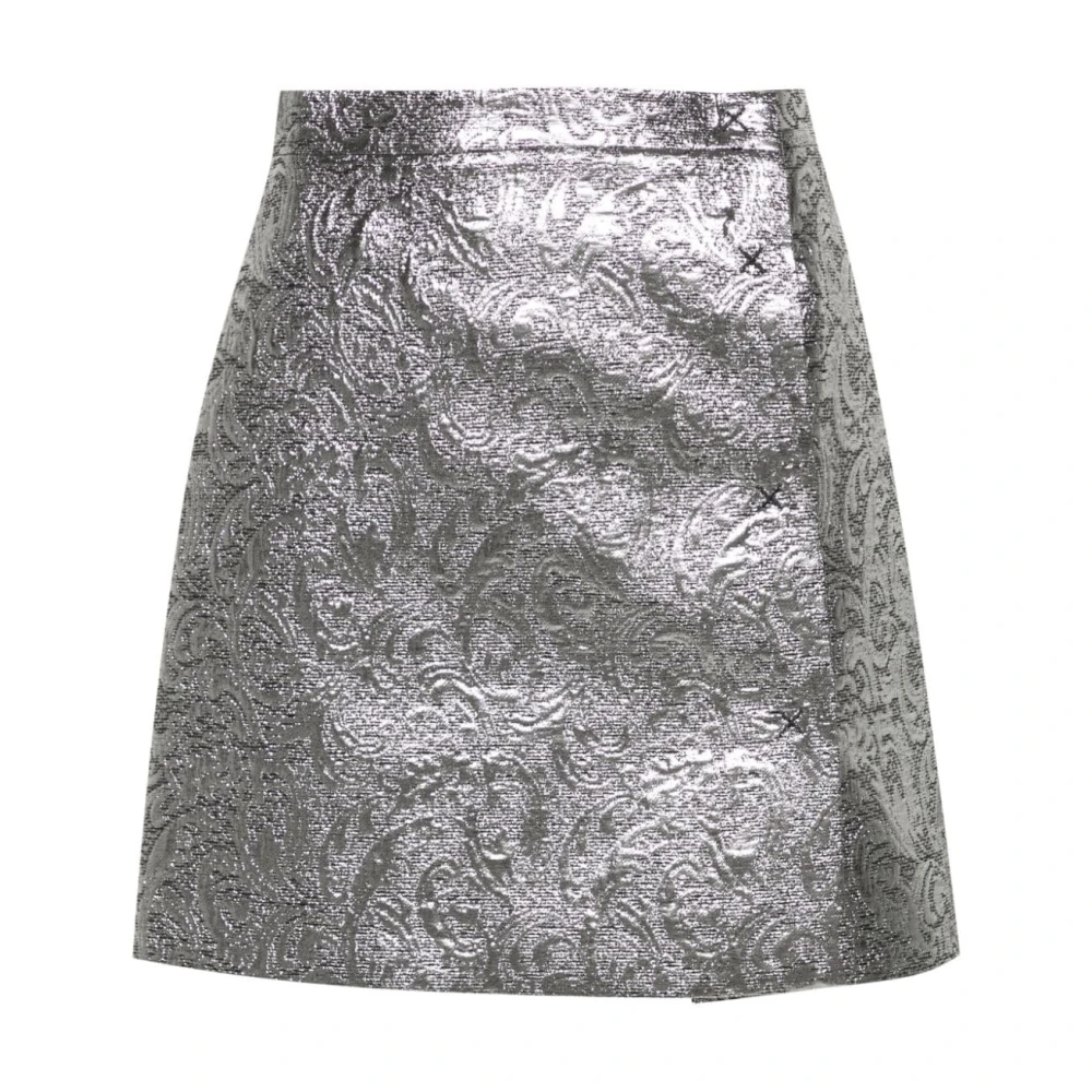 Msgm Metallic Jacquard Wikkelrok Gray Dames