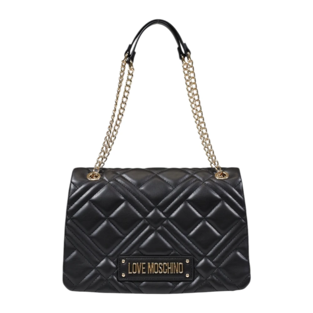 Love Moschino Women's Black Shoulder Bag With Clip Fastening