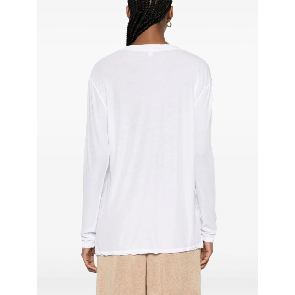 James Perse Hoge Gauge Jersey Lange Mouw T-Shirt White Dames
