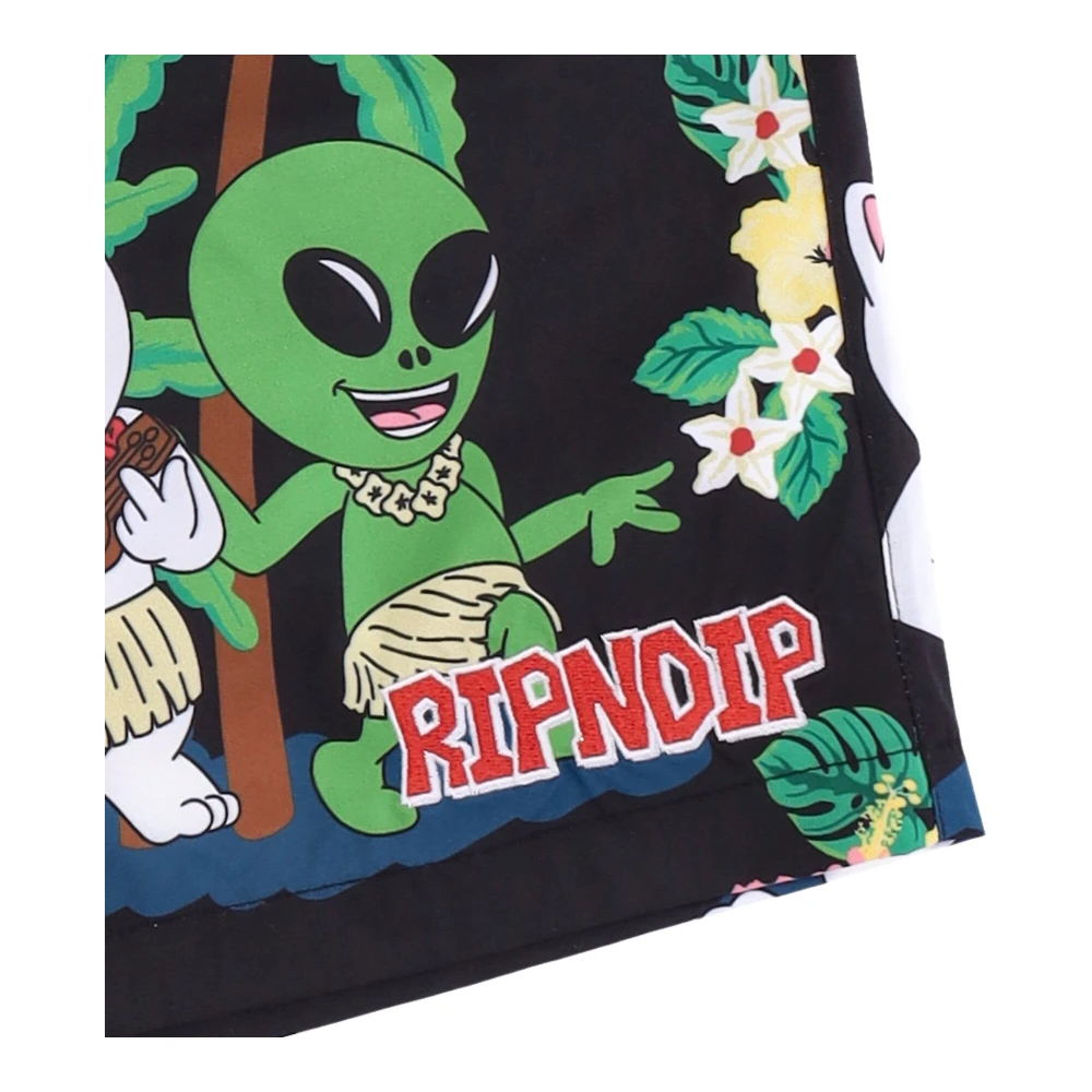 Ripndip Zwarte Aloha Zwembroek met Zakken Multicolor Heren