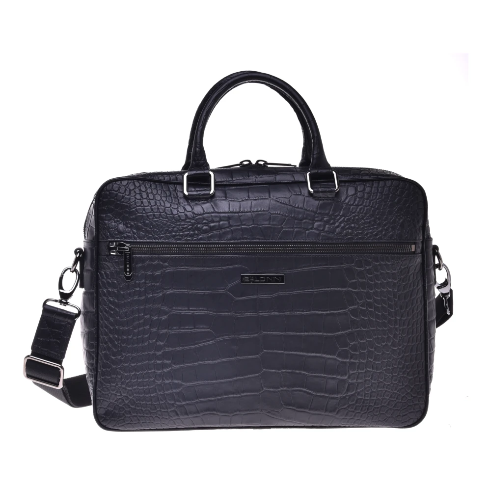 Baldinini Professionele tas met zwarte krokodillenprint Black Heren