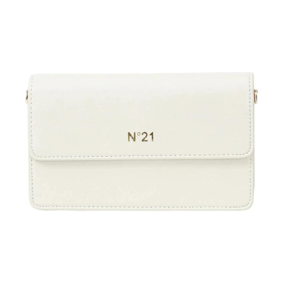 N21 Stijlvolle Schoudertas met Leren Band White Dames