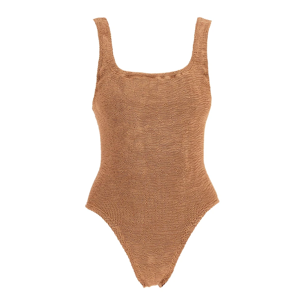 Hunza G Smocked Square Neck Swimsuit Beige, Dam