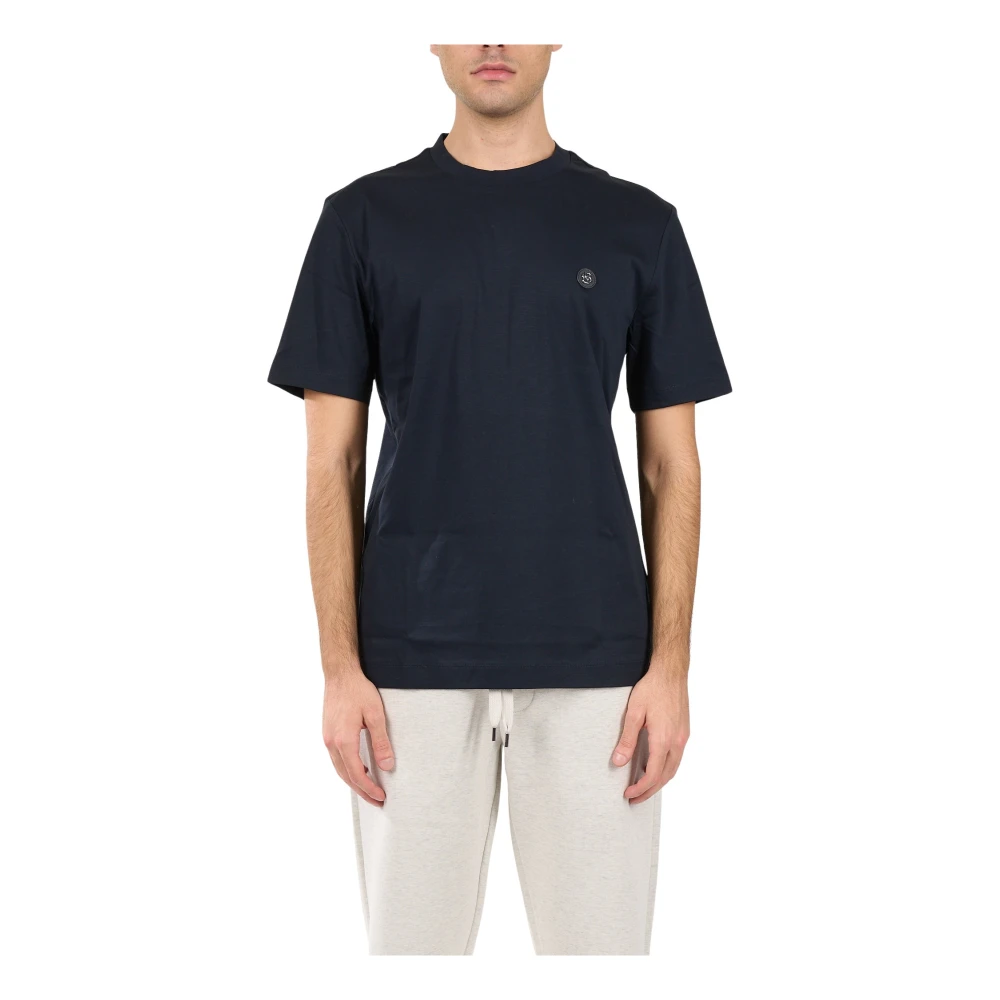 Hugo Boss Katoenen T-shirt met Patch Logo Blue Heren