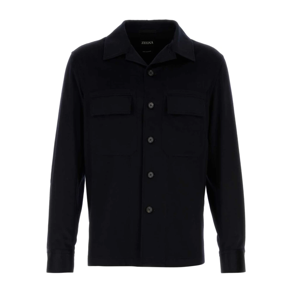 Z Zegna Luxe Cashmere Midnight Blue Shirt Blue Heren