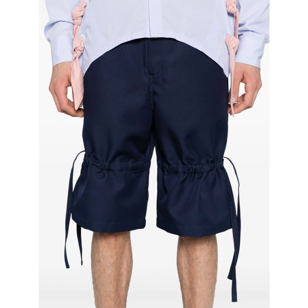 Comme des Garçons Trekkoord Knie Shorts met Zakken Blue Heren