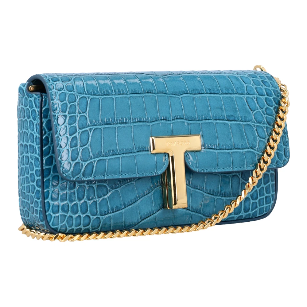 Tom Ford Mini Crocco Print Tas Blue Dames