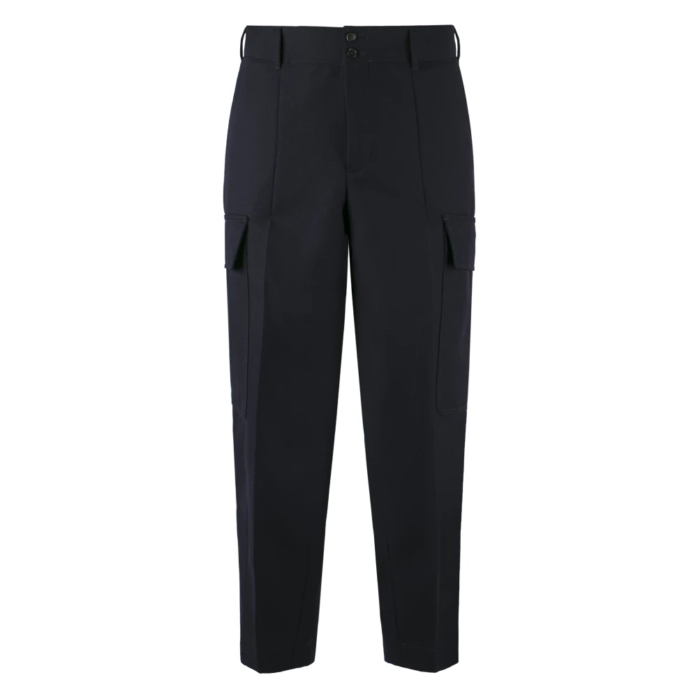 Pt Torino Men's Blue Wool Trousers With Multiple Pockets - Straight Trousers - W33 - Trousers