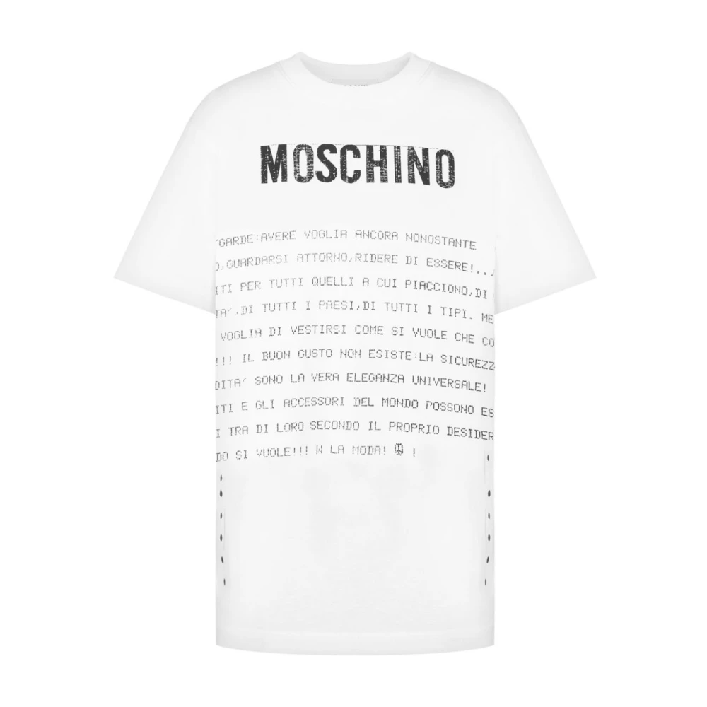 Moschino Wit Logo Print Crew Neck T-shirt White Dames