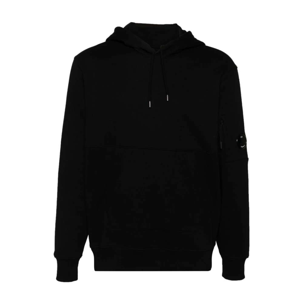 C.P. Company Zwarte Diagonaal Verhoogde Fleece Hoodie Trui Black Heren