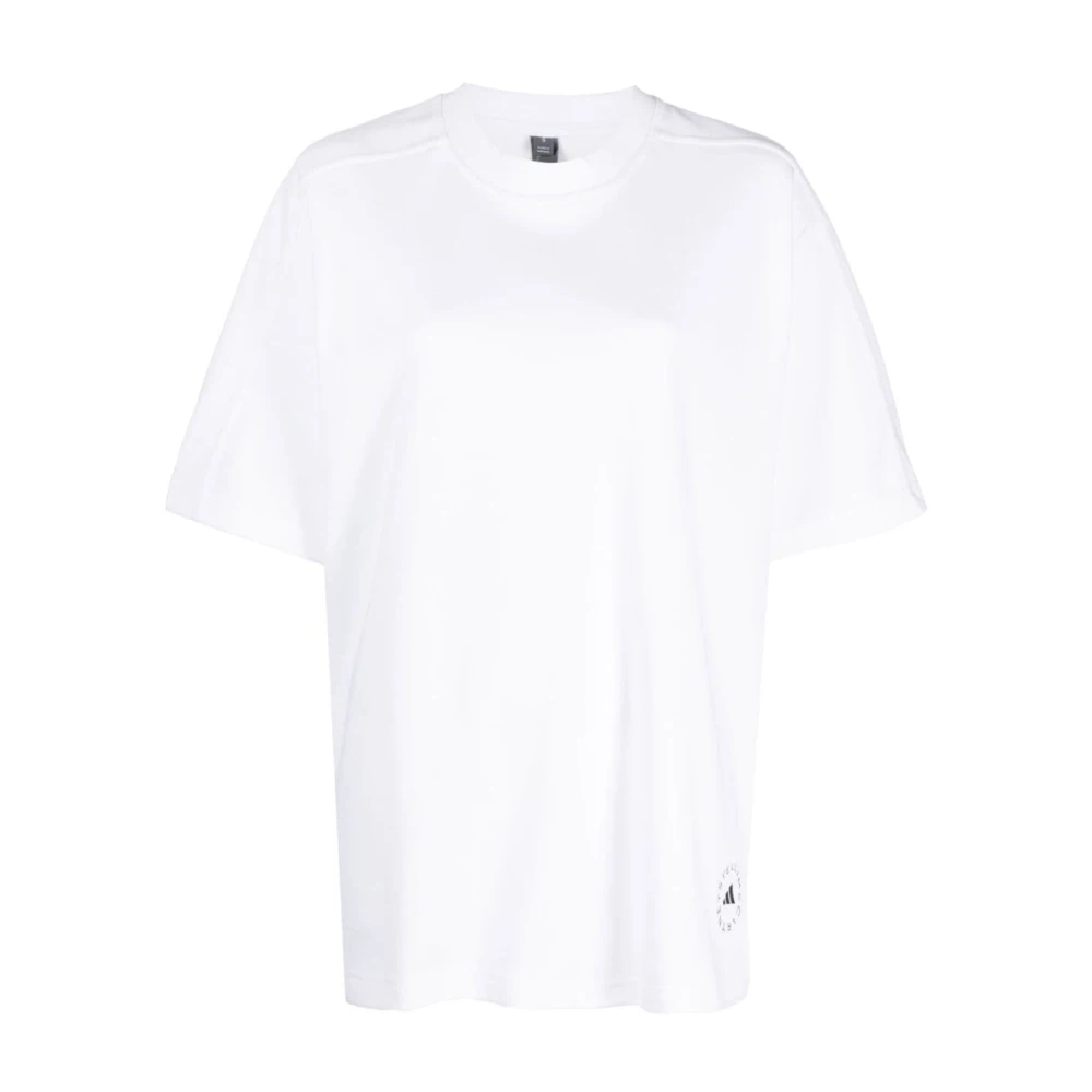 adidas by stella mccartney Logo-Print Katoenen T-Shirt White Dames