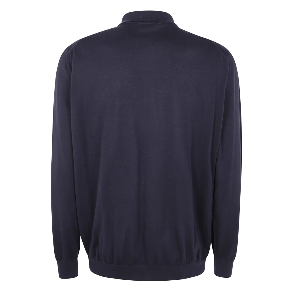 Drumohr Klassieke Polo Shirt met Lange Mouwen Blue Heren