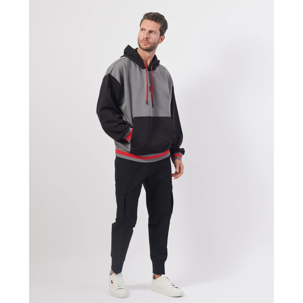 Hugo Boss Grijze hoodie met voorzaklogo Gray Heren