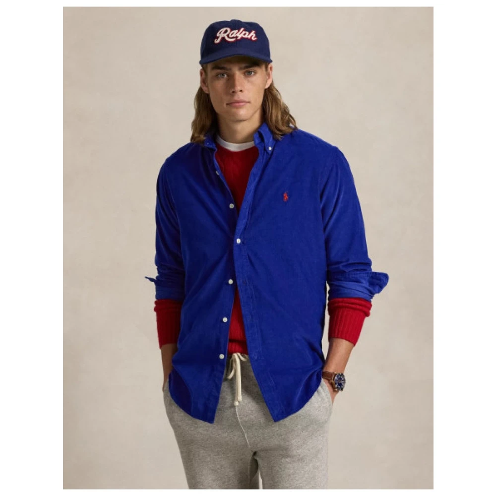 Polo Ralph Lauren Slim Fit Fluwelen Overhemd Blue Heren