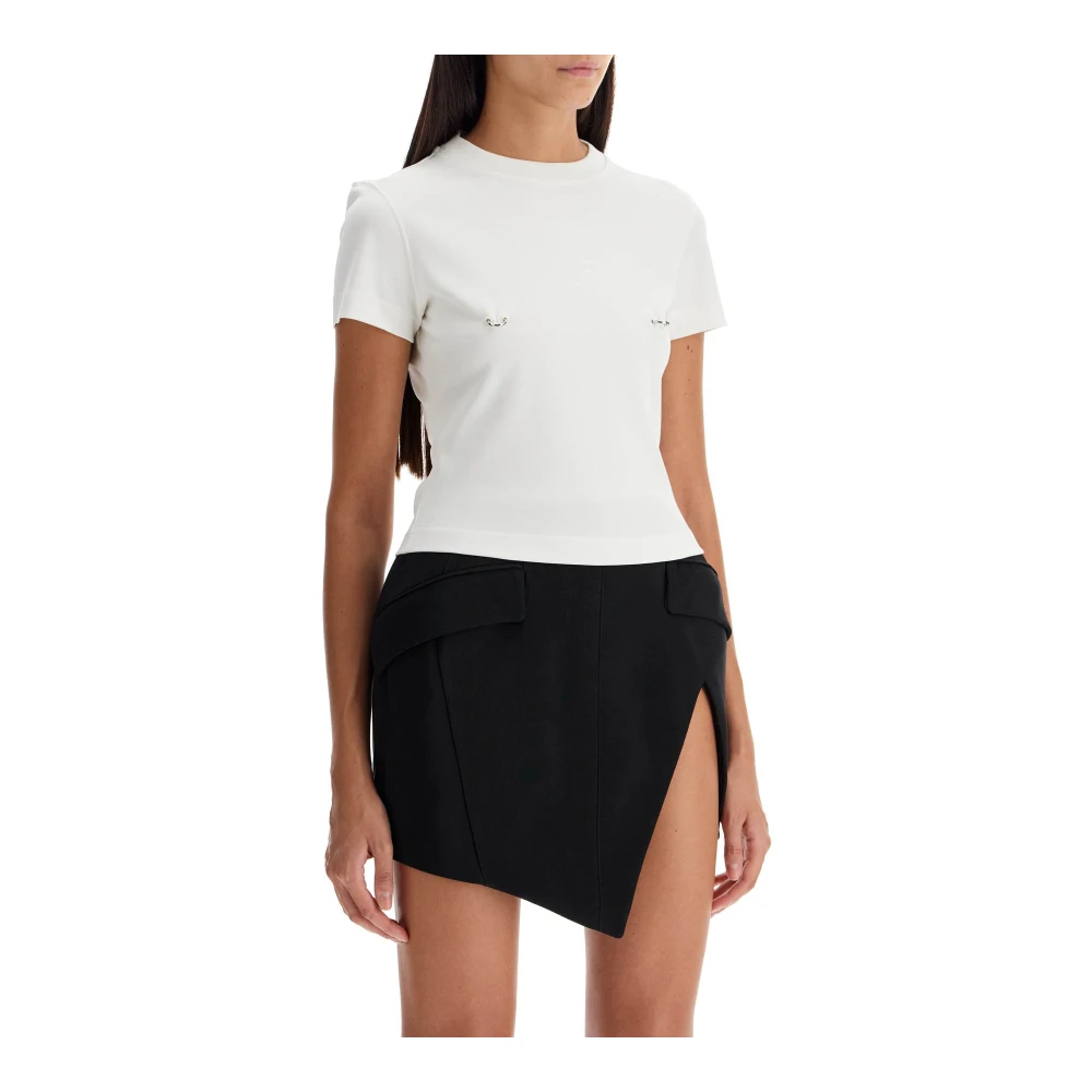 Mugler Metal Piercing Cropped T-shirt White Dames