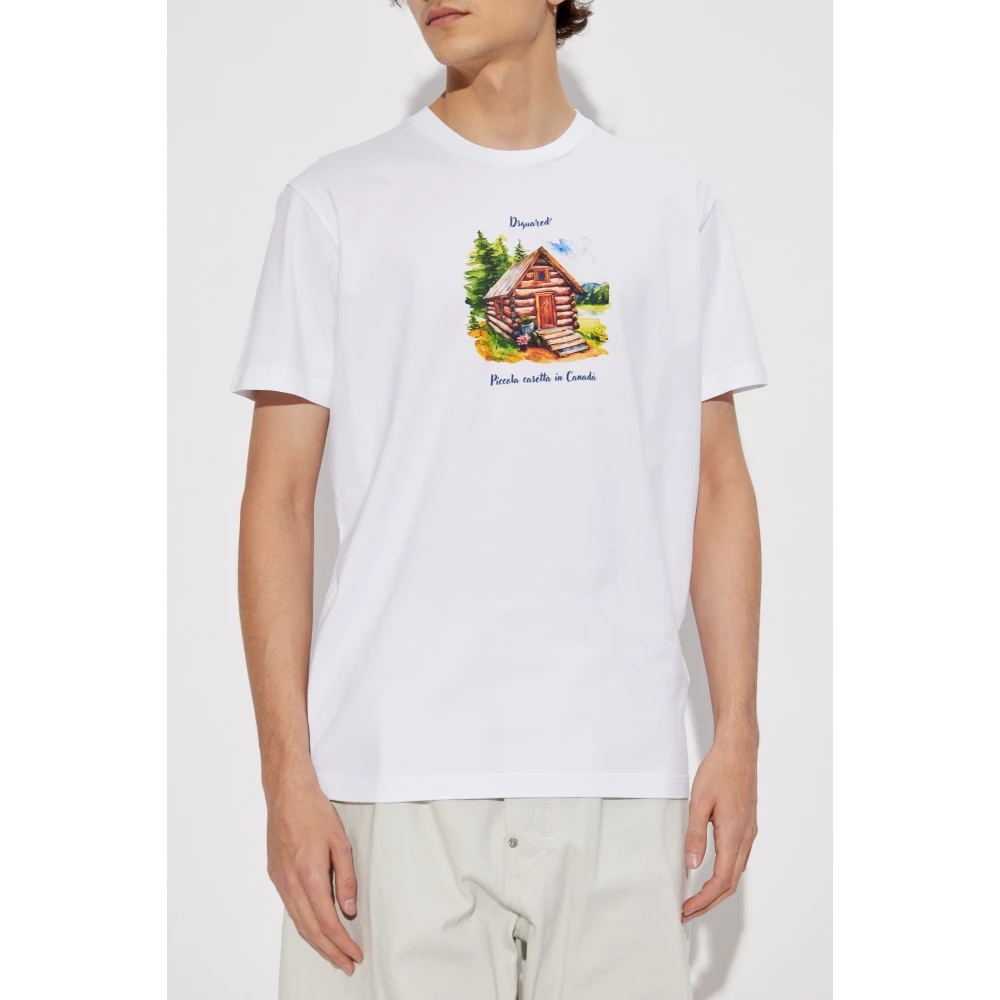 Dsquared2 T-shirt met kleurrijke print White Heren