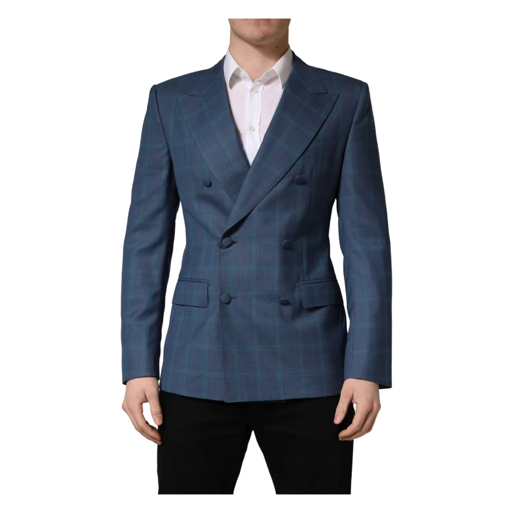 Dolce & Gabbana Men's Blue Blazers, L, Double-Breasted Suit Jacket