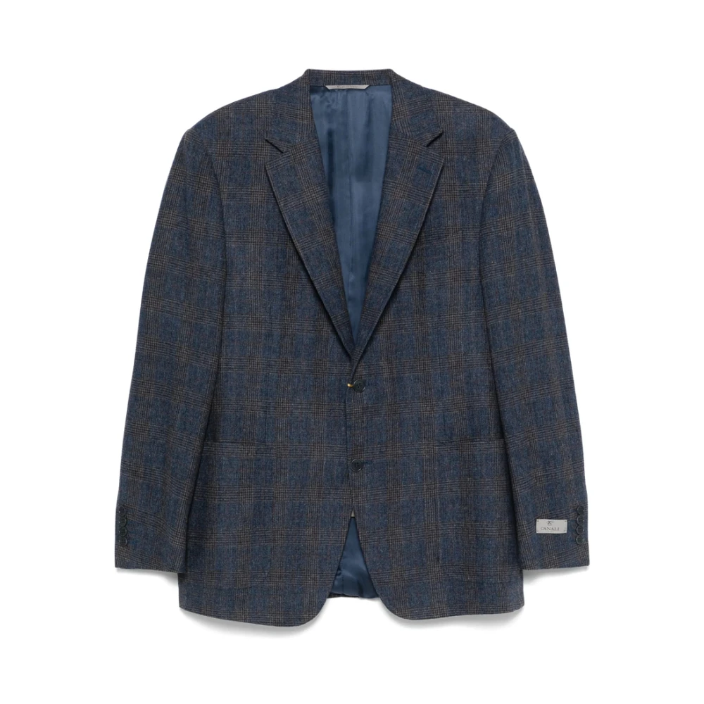 Canali Blauwe Voorknoopjas Lange Mouwen Blue Heren