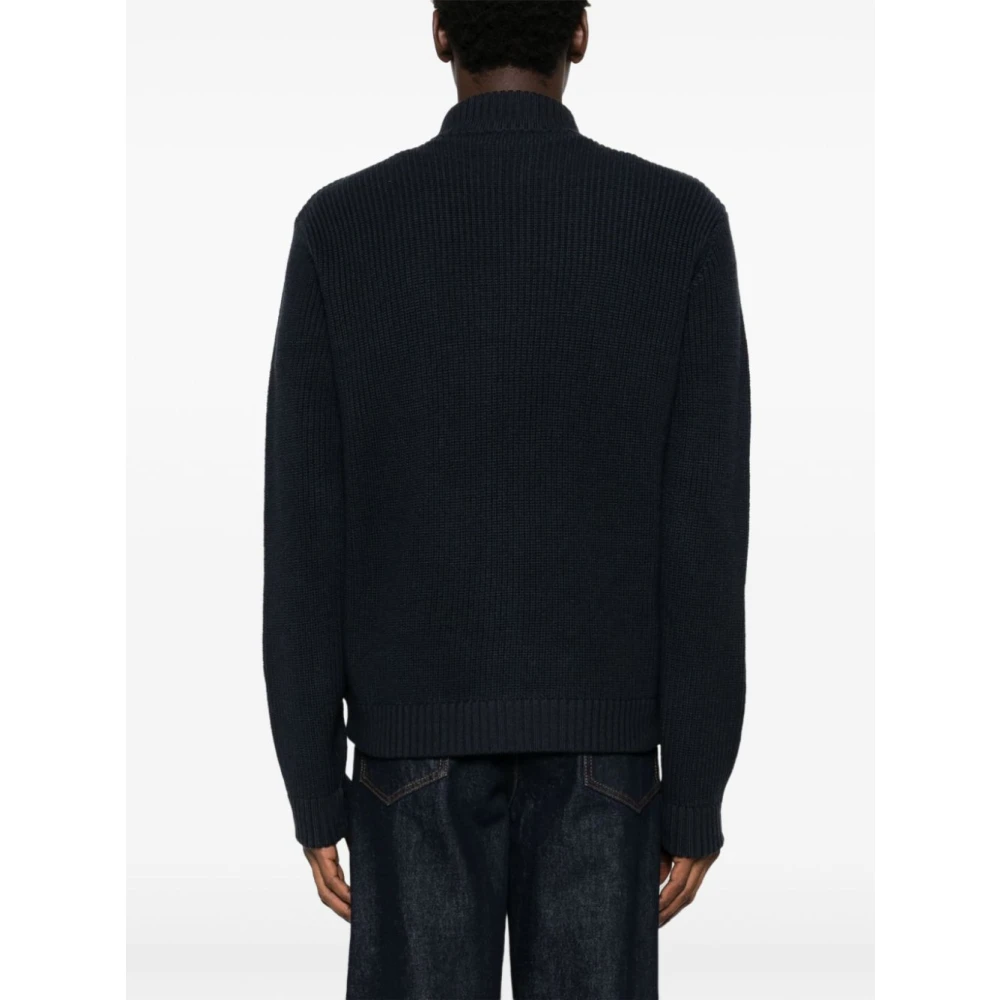 Emporio Armani Gebreide Vest met Panelen Blue Heren
