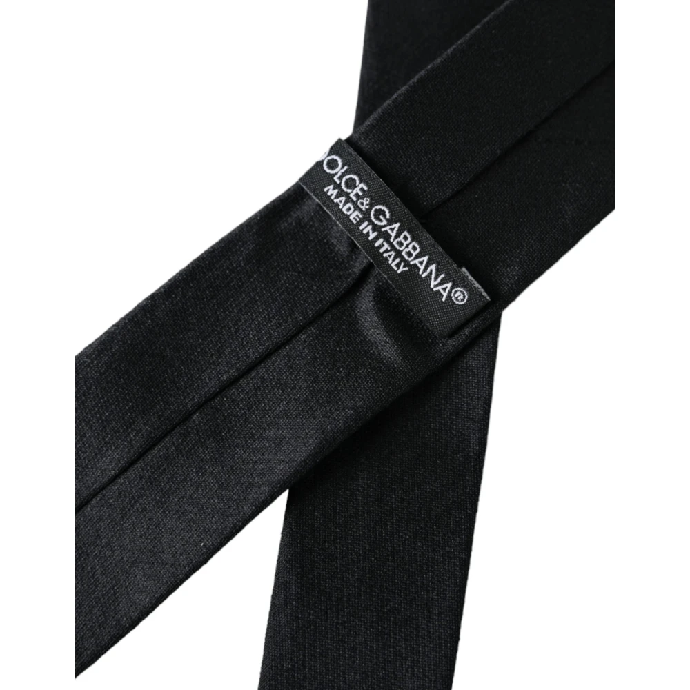 Dolce & Gabbana Zwarte Effen Zijden Verstelbare Stropdas Black Heren