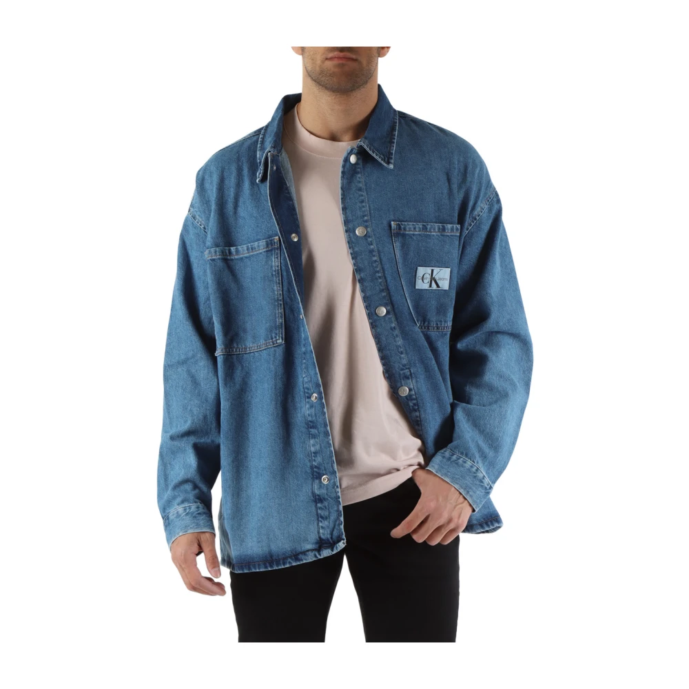 Calvin Klein Jeans Denim Oversized Shirt Jacket Blue Heren