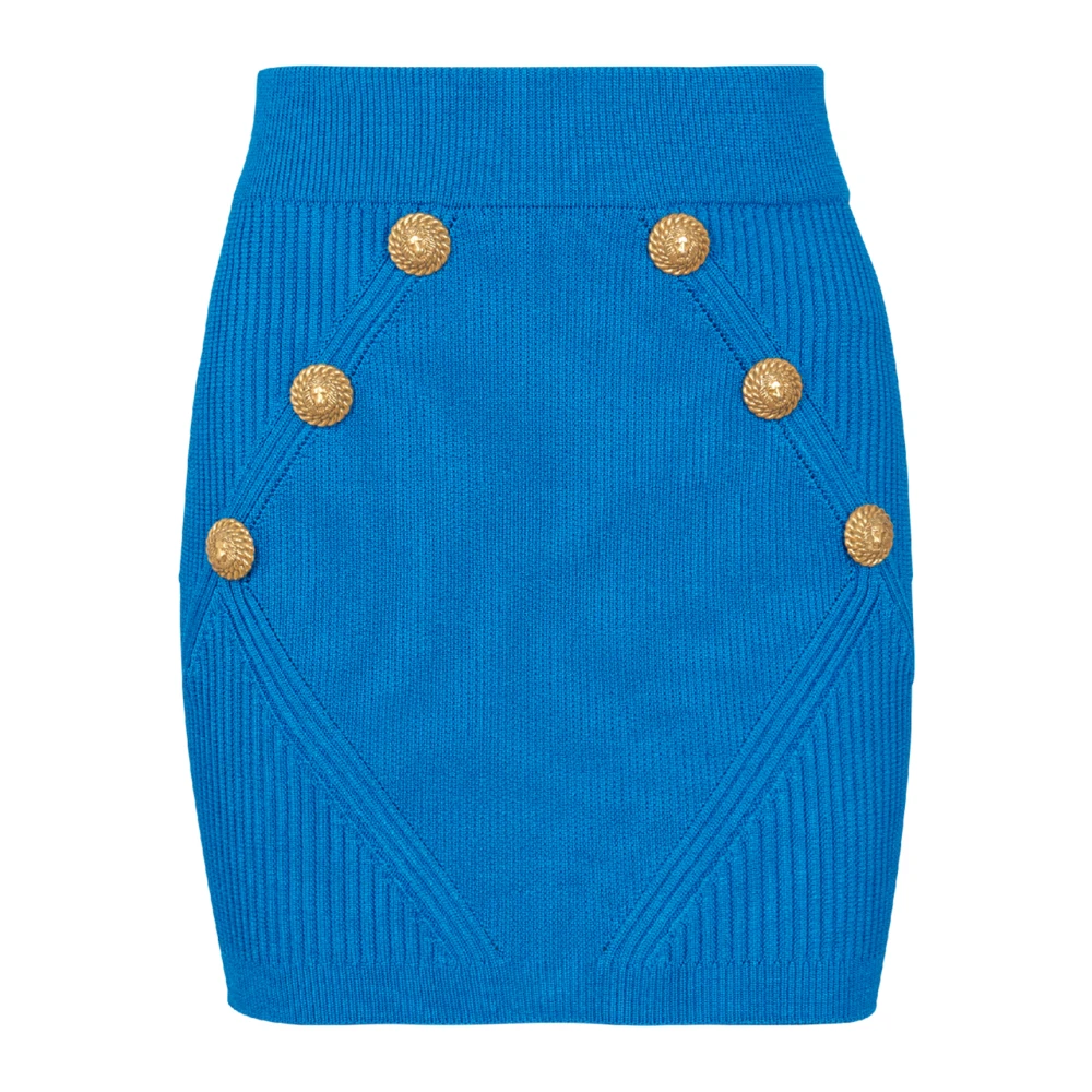 Balmain Kort stickad kjol Blue, Dam