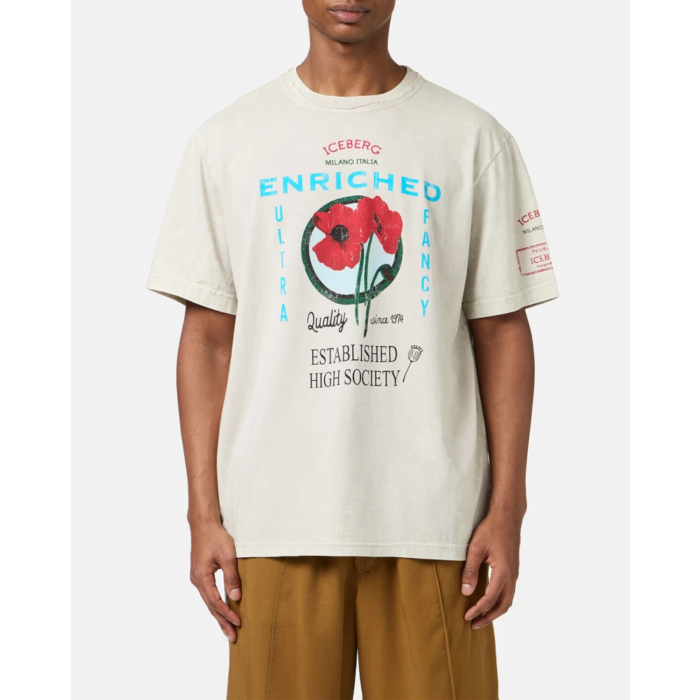 Iceberg Beige patroon regular-fit katoenen jersey T-shirt Beige Heren