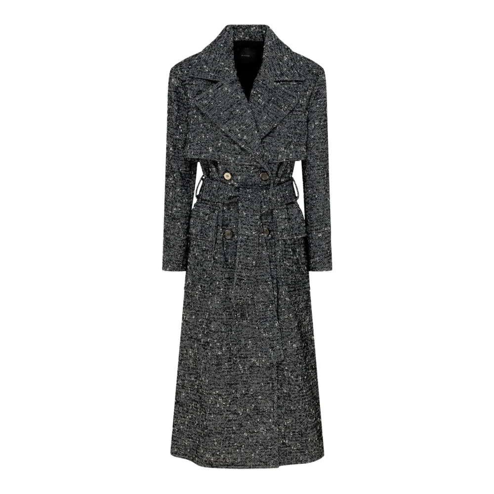 Pinko Grijze Tweed Dubbelrijdige Jas Gray Dames