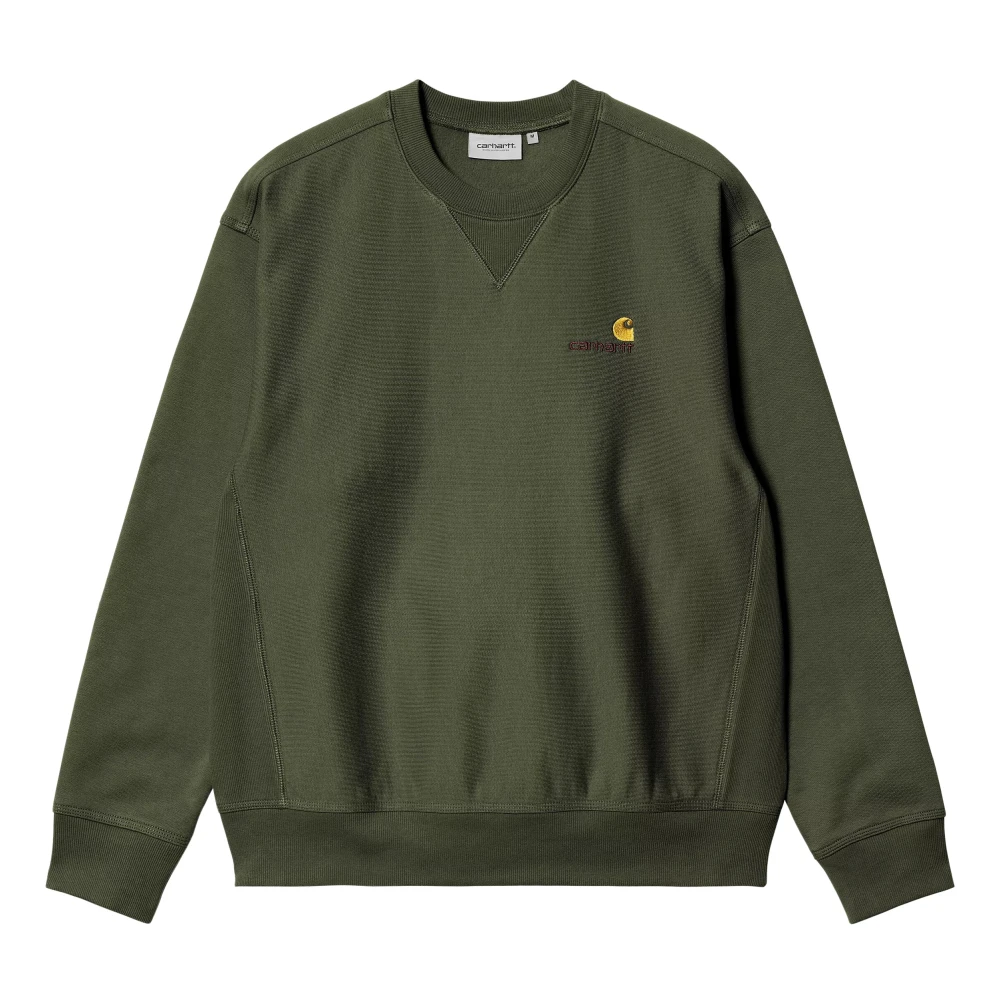 Carhartt WIP Groene Geborstelde Trui Losse Pasvorm Borduurwerk Green Heren