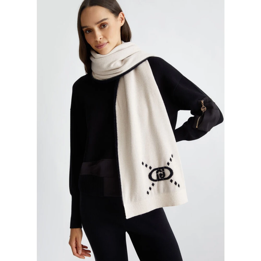 Liu Jo Gebreide Viscose en Lurex Sjaal Beige Dames
