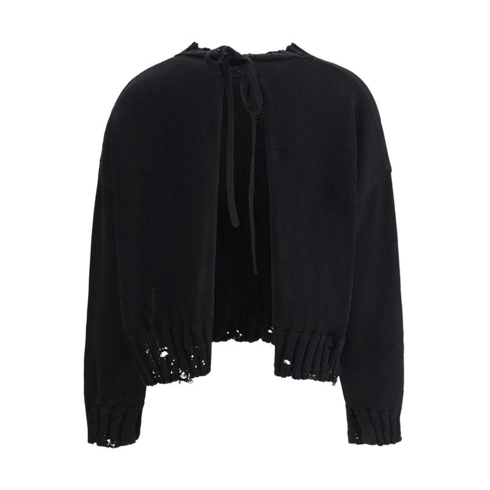 Marni Geribbelde Cut-Out Sweater met Dropped Schouders Black Dames