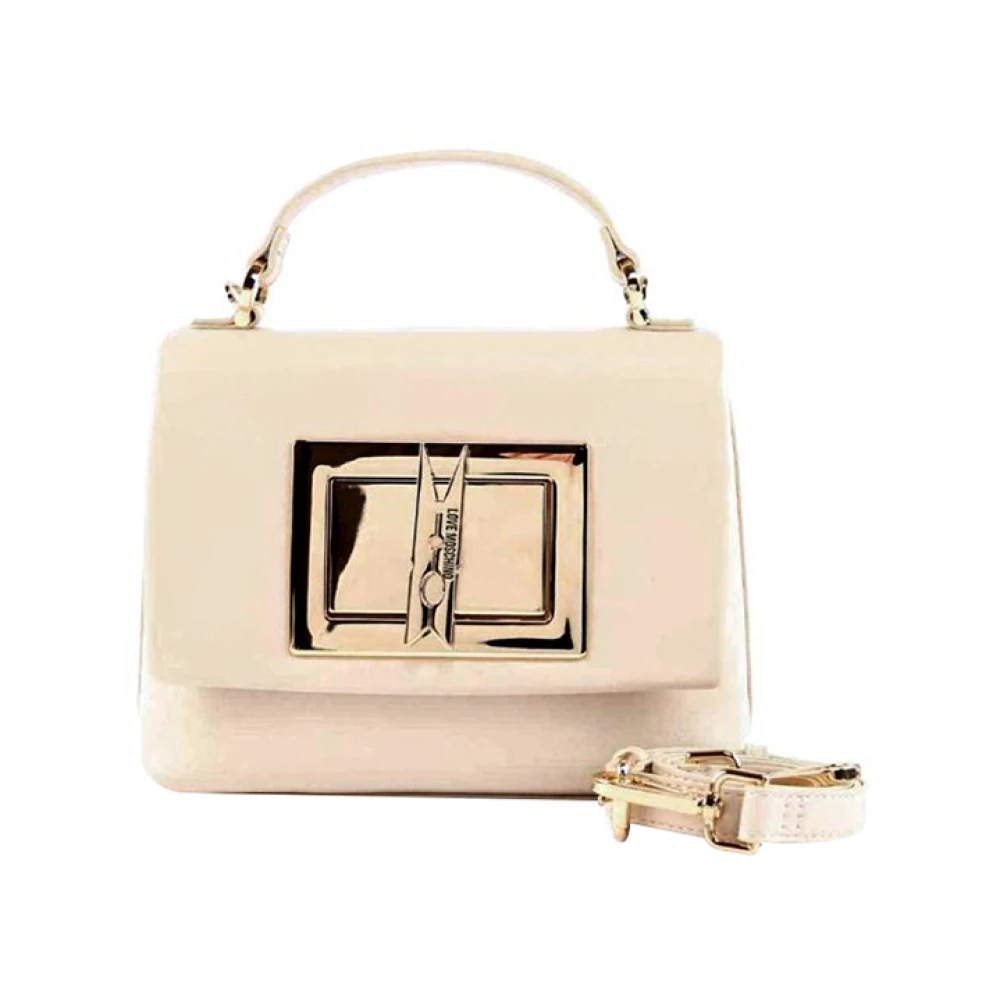 Moschino Ivoor Handtas Trendy Design Gouden Details Beige Dames