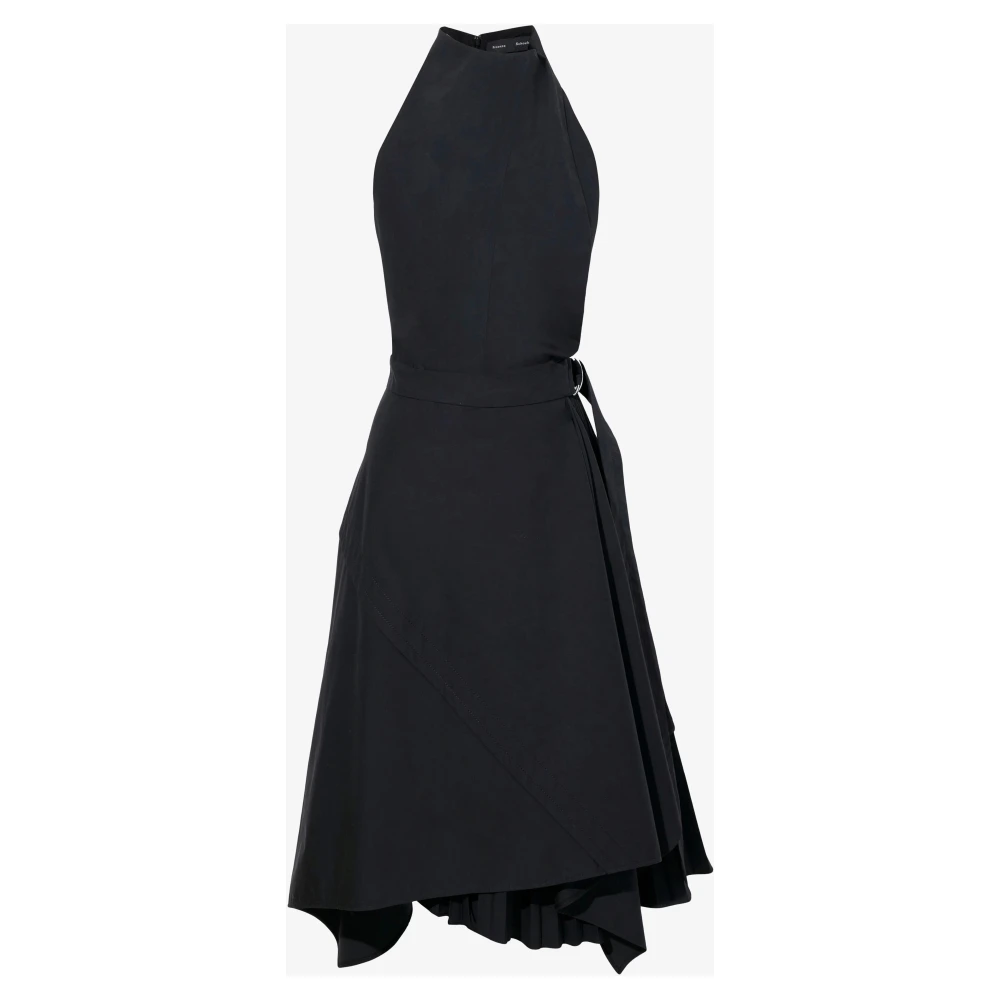Proenza Schouler Asymmetrische Poplin Jurk Black Dames