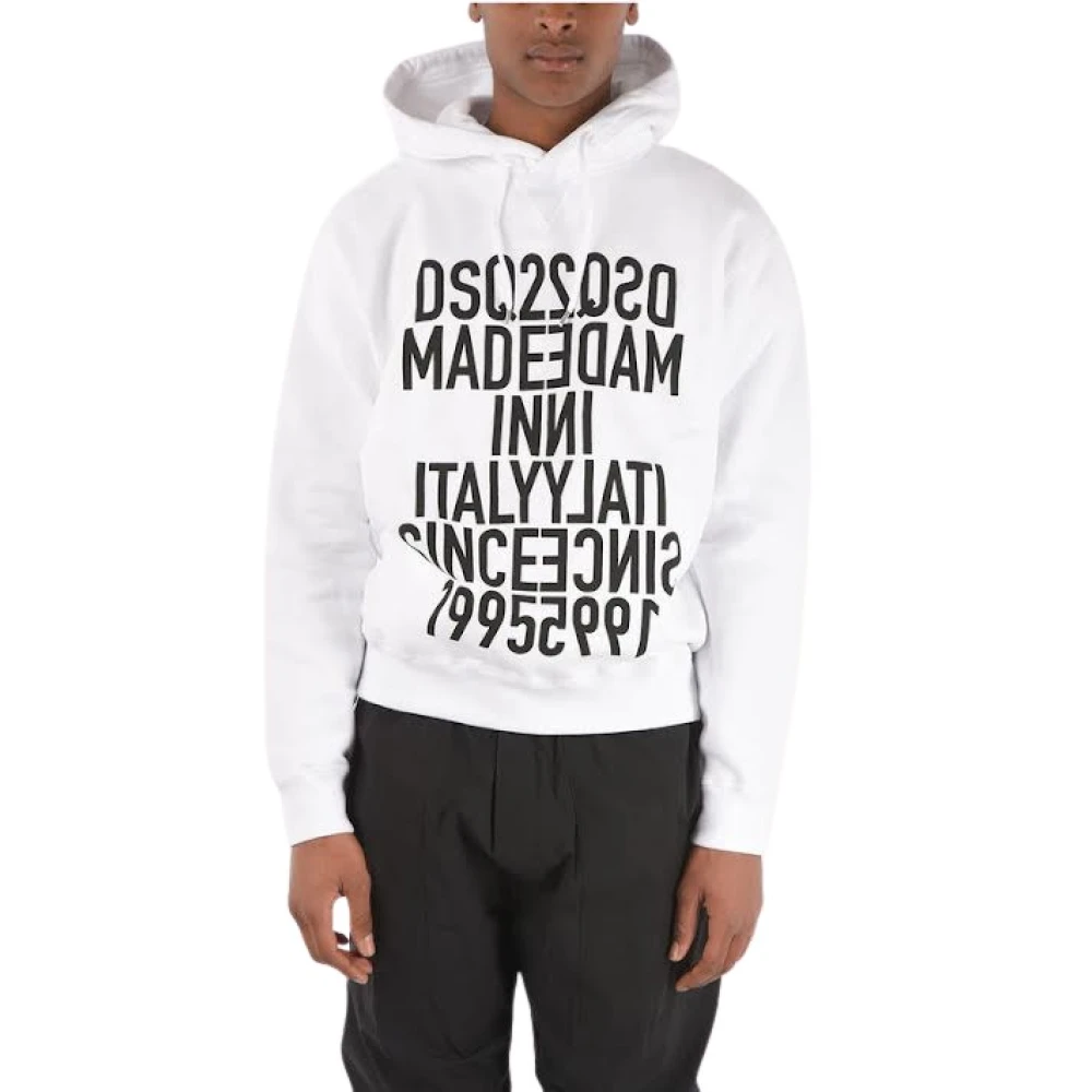 Dsquared2 Witte hoodie met voorprint White Heren