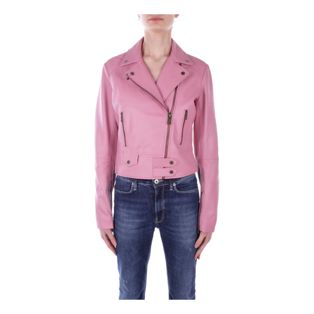 pinko Leather Jackets Pink Dames