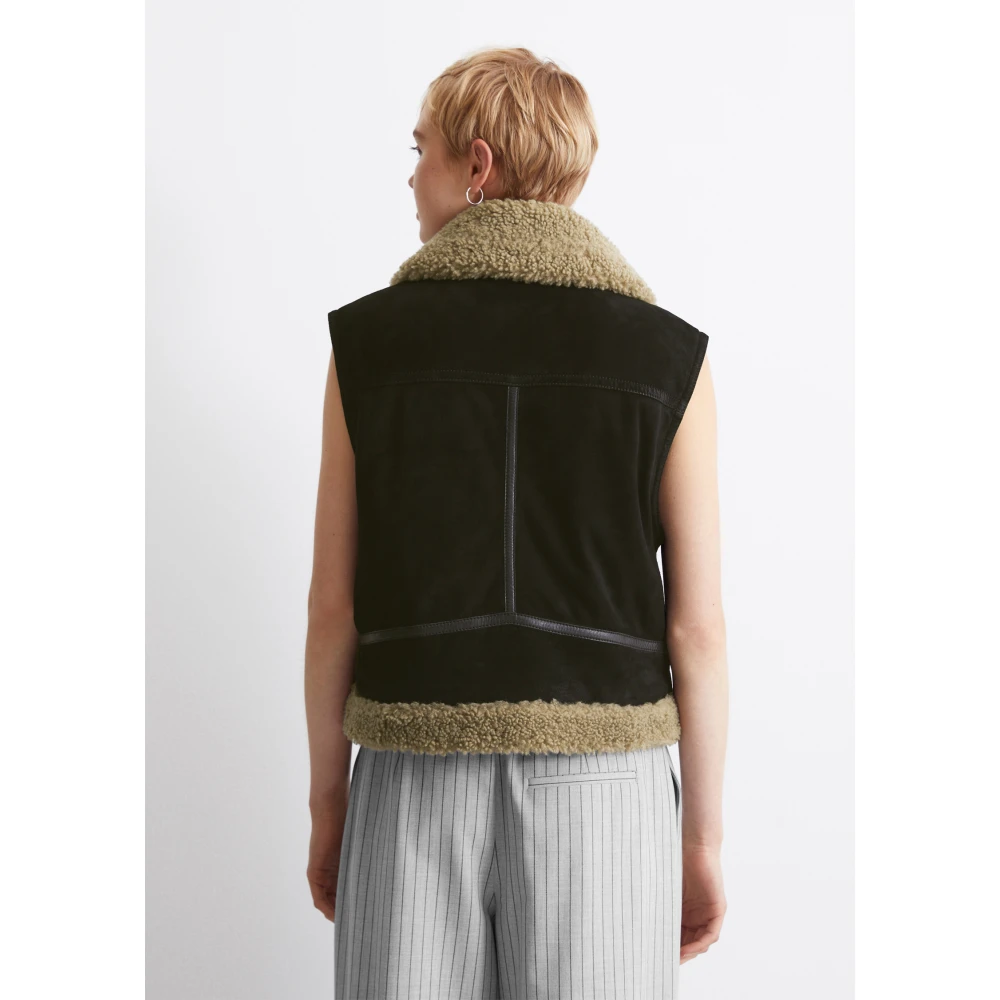 Marc O'Polo Aviator leren vest relaxed Black Dames