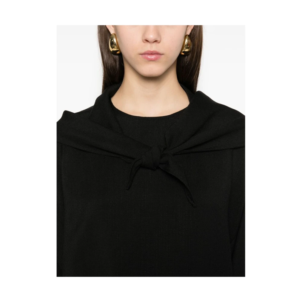 Studio Nicholson Zwarte Geknoopte Sjaal Hals Top Black Dames