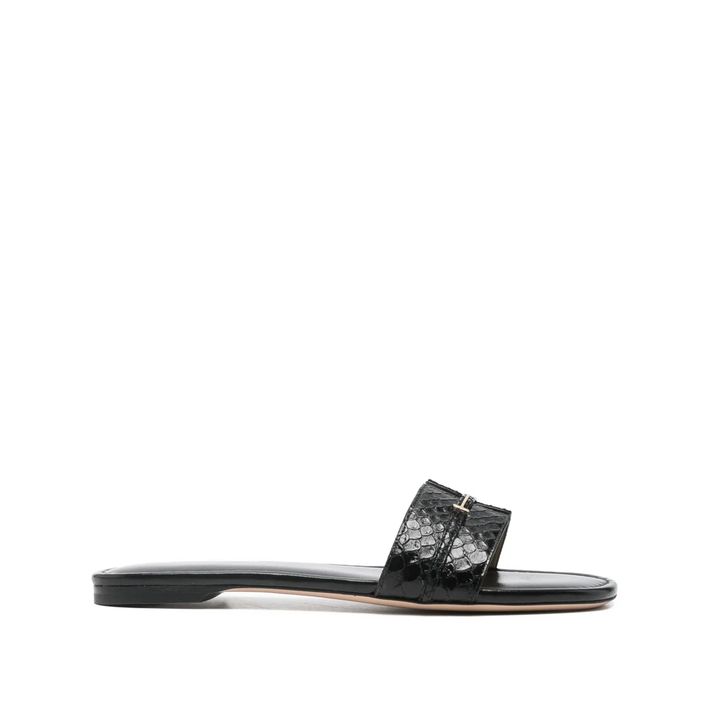 Tom Ford Women's Black Sliders, 3 Uk, Padlock Embellished Leather Slides