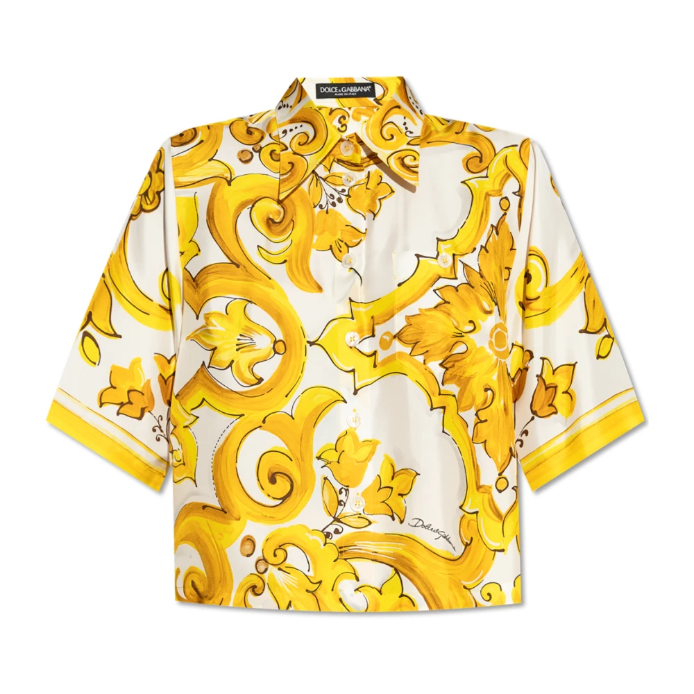 Dolce & Gabbana Shirt met 'Majolica' Print Yellow Dames