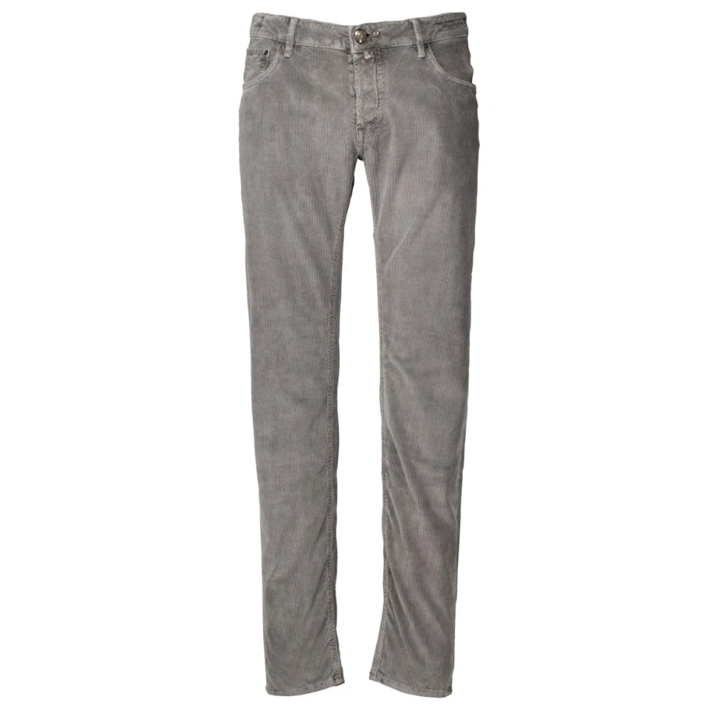 Hand Picked Staalgekleurde Corduroy Slim-Fit Broek Gray Heren
