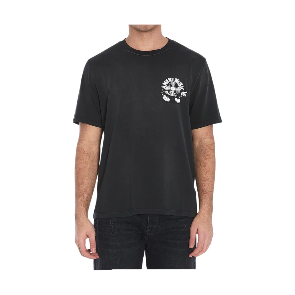 Amiri Zwart Logo Print Ronde Hals T-shirt Black Heren