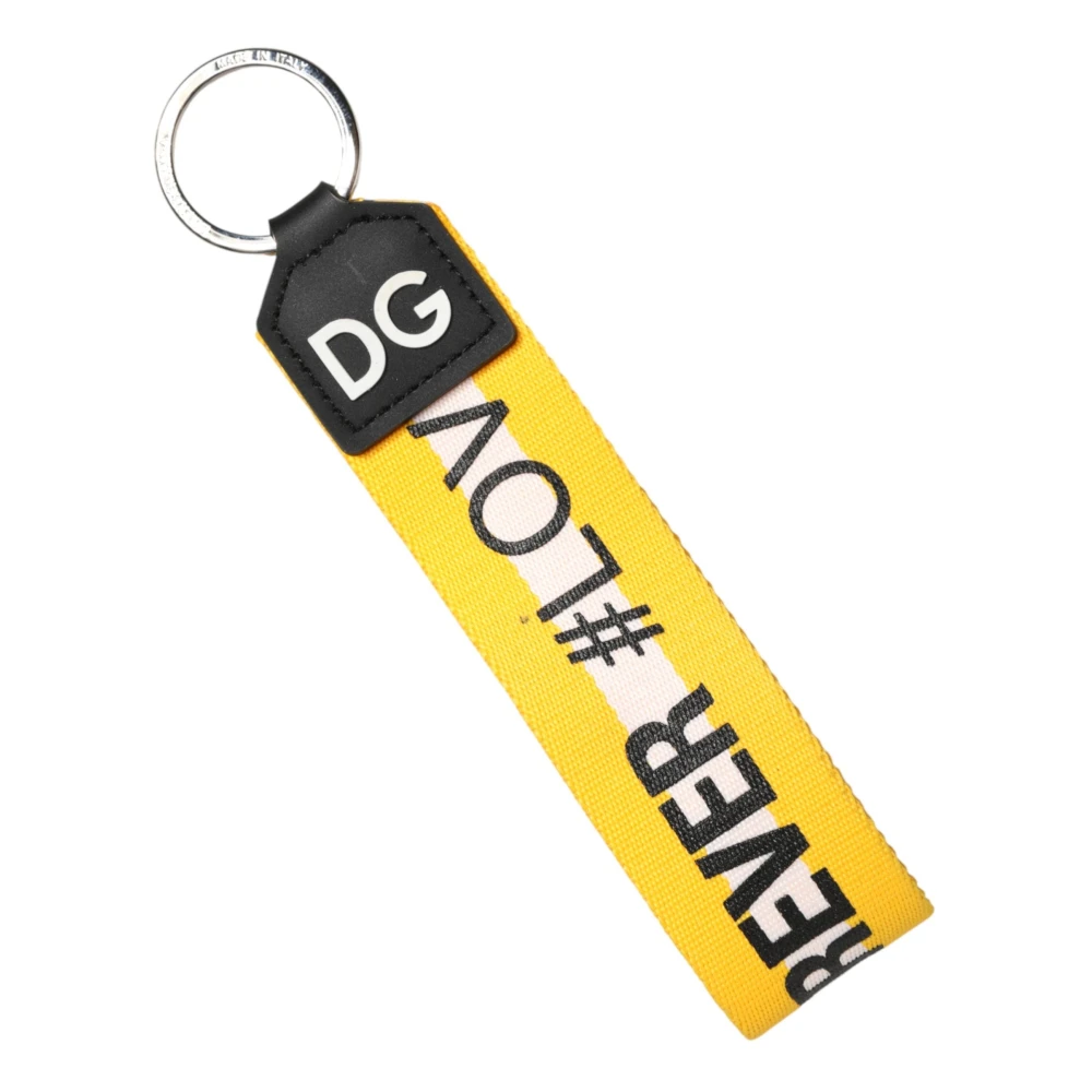Dolce & Gabbana , Keychains, Female, Yellow, One Size, Logo Polyester Brass Holder Keyring