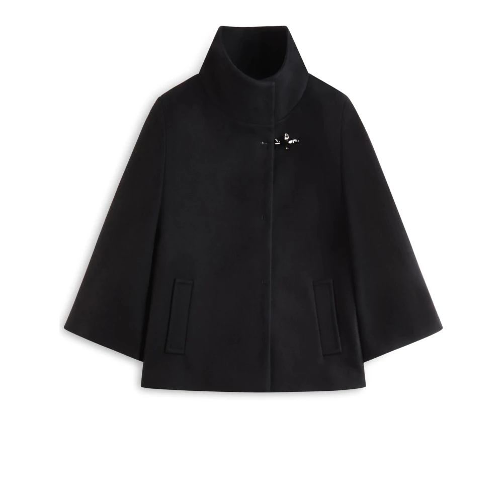 Fay Zwarte Wollen Cape Jas Black Dames