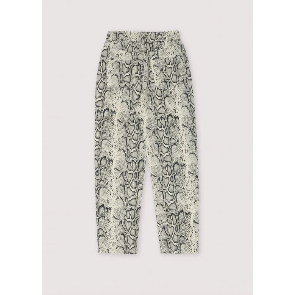The New Society Slangenprint Denim Broek Rechte Pasvorm Multicolor Dames