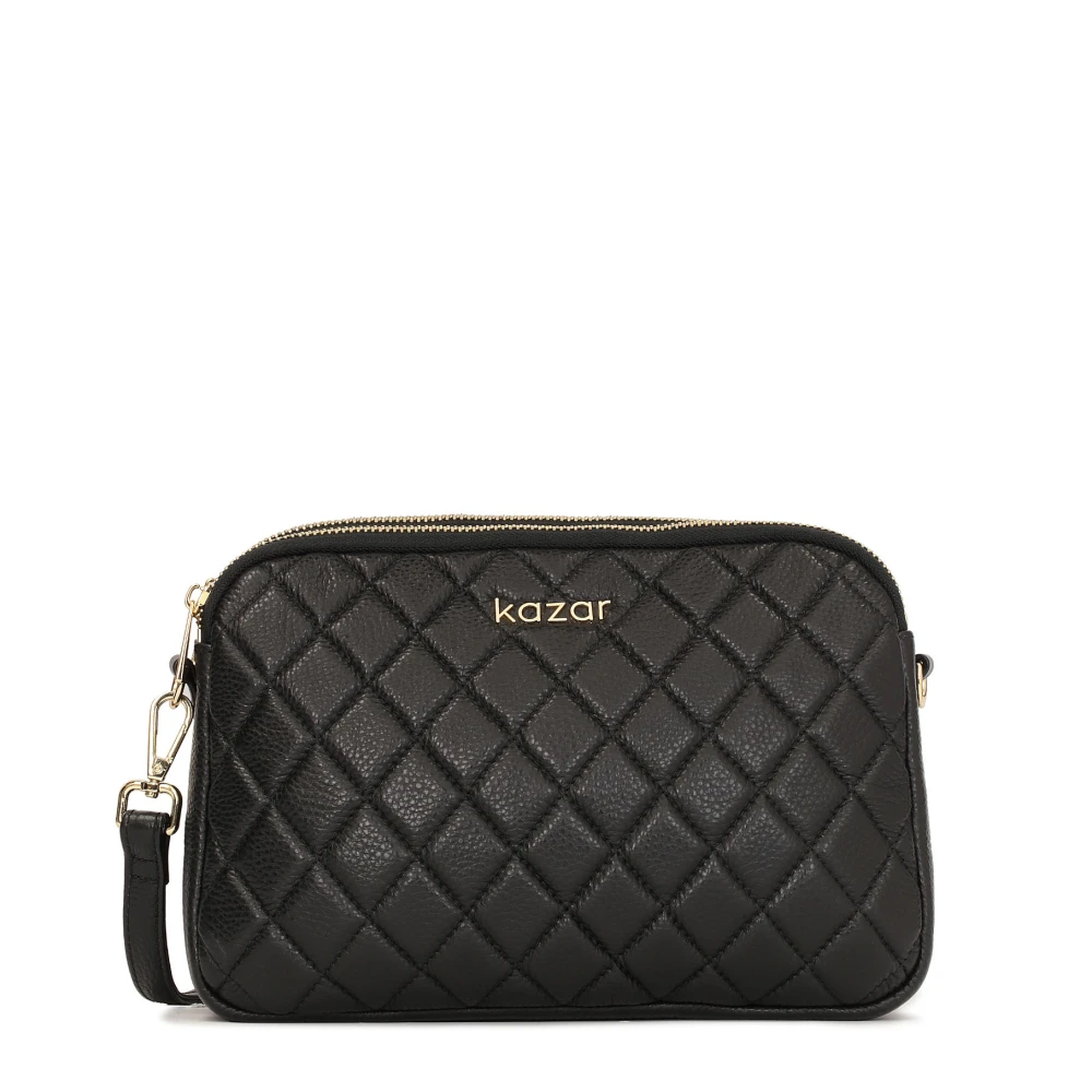 Kazar Minimalistische gewatteerde graanleren tas Black Dames
