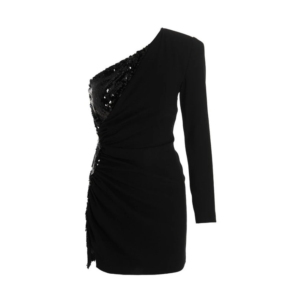 pinko Paillet Een-Schouder Jurk Black Dames