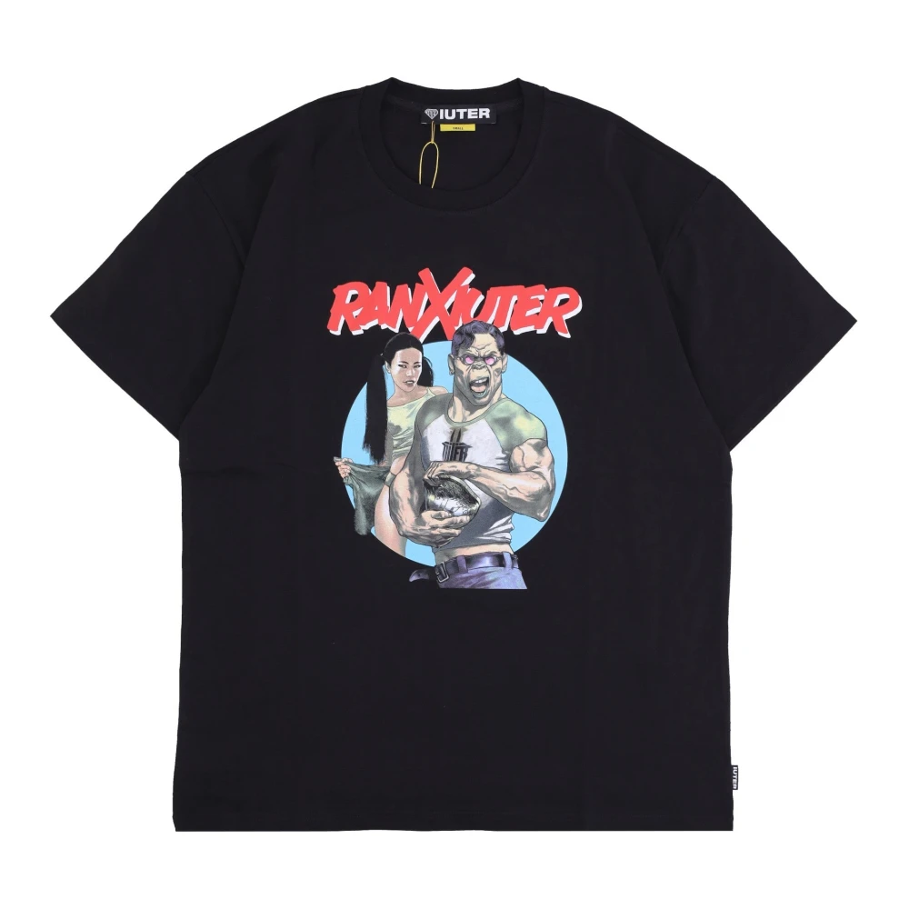 Iuter Zwart Crew Neck T-shirt met Logo Black Heren