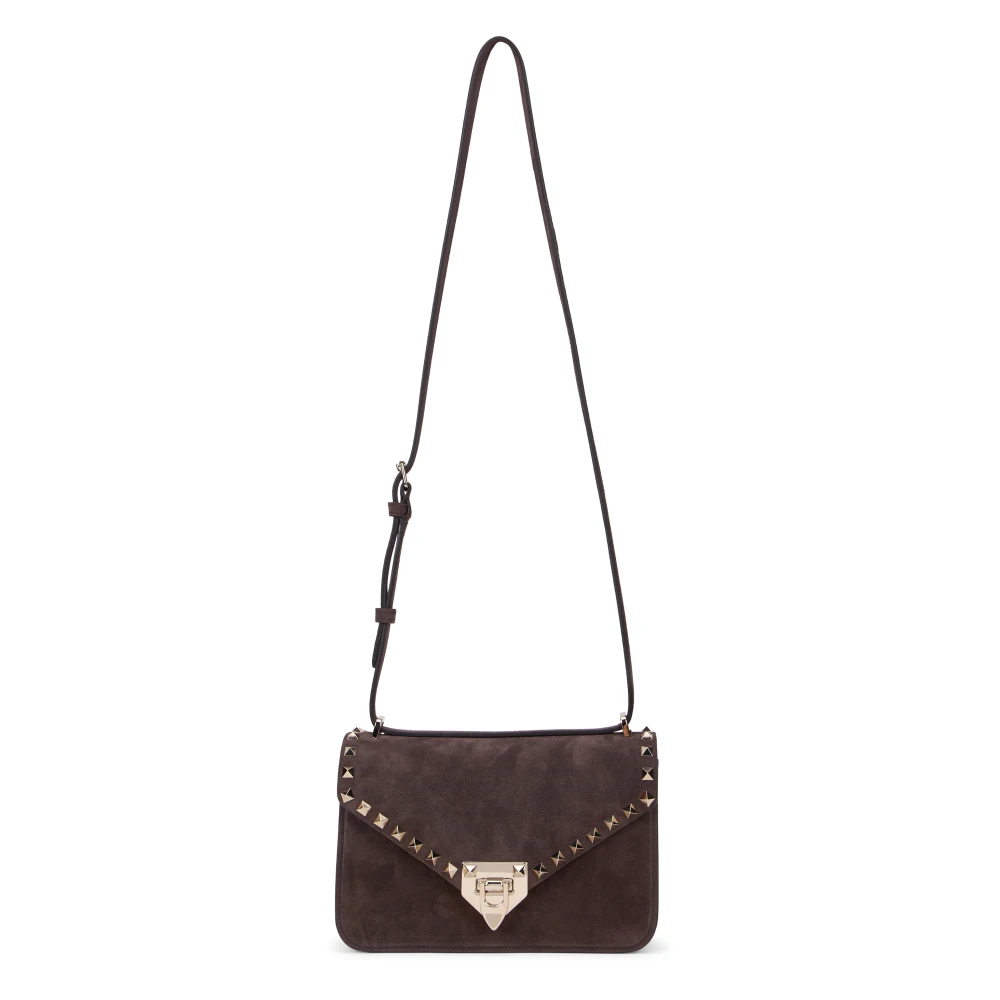 Valentino Garavani Rockstud Small Shoulder Bag In Suede - Female - Cross Body Bags - Brown - One Size - Bags