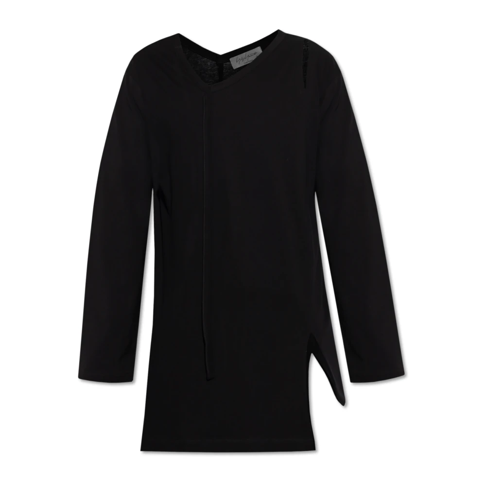 Y-3 Asymmetrisch langemouwenshirt Black Heren