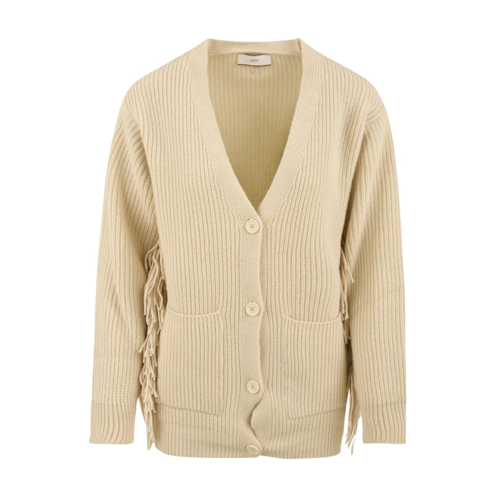Akep Women's White Cob Stitch Knit Cardigan - Cardigans - S - Knitwear